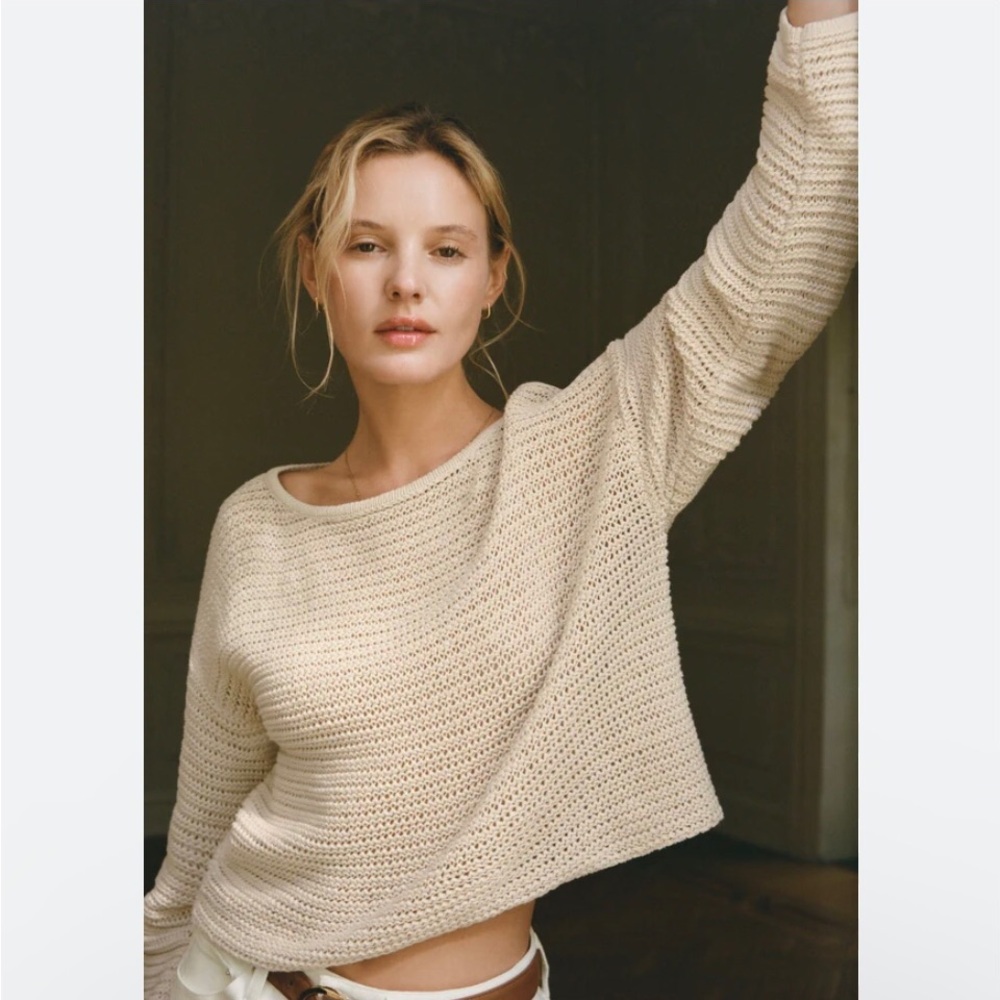 Z Supply Vida Two Way Women's Cream Knit Sweater Size XS